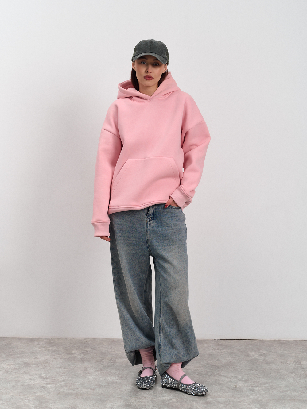 Толстовка женская с капюшоном "Вasic" розовый