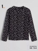 Лонгслив базовый для девочки в горошек