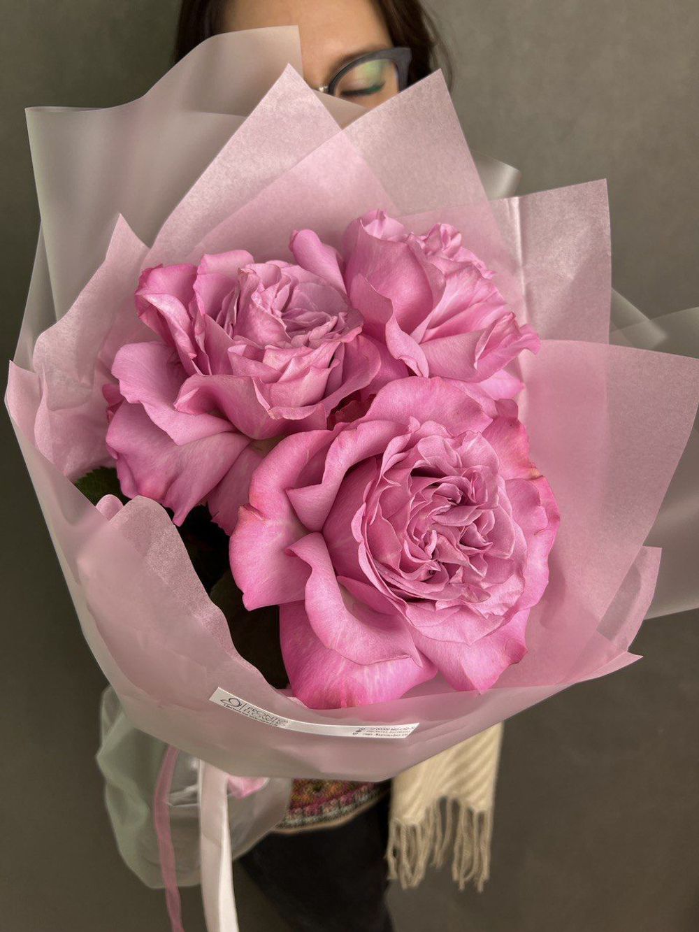 Французские розы , цвет розовый , 3 штуки