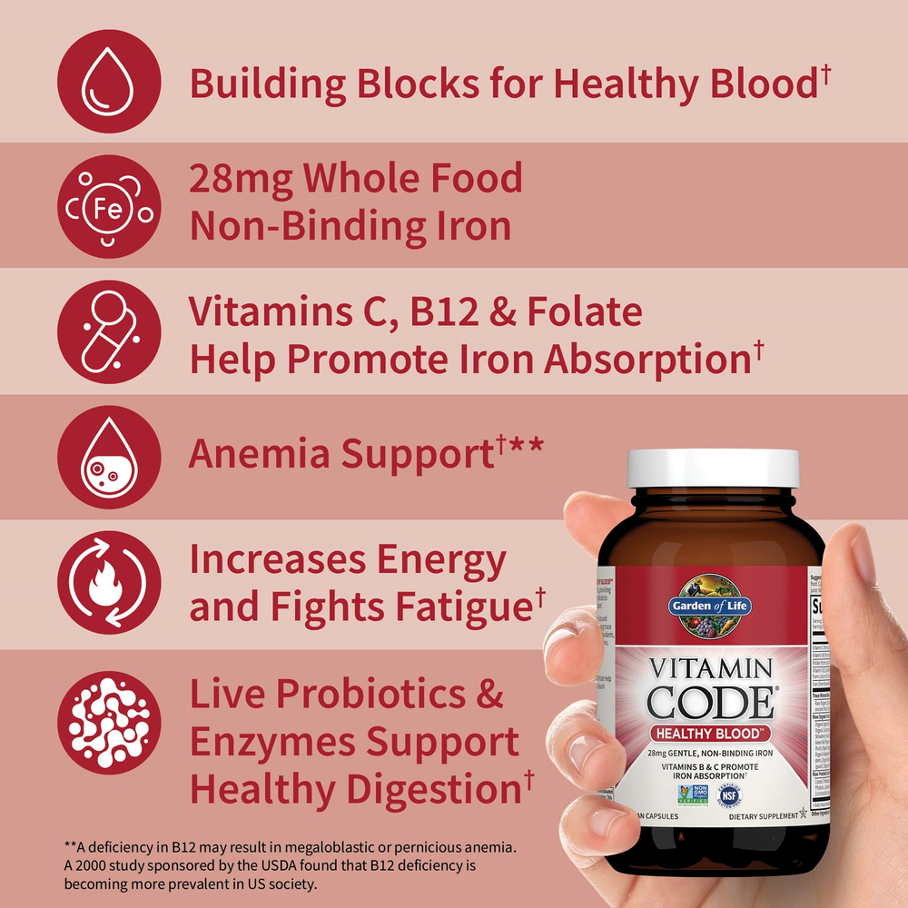 Garden of Life, Vitamin Code®, Healthy Blood™, 60 веганских капсул