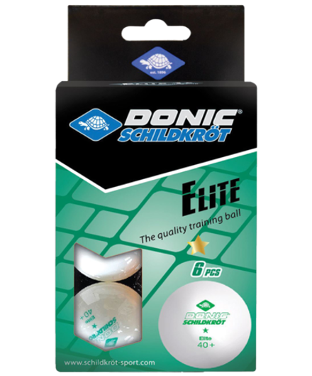 Мяч для настольного тенниса 1* Elite, белый 6 шт.