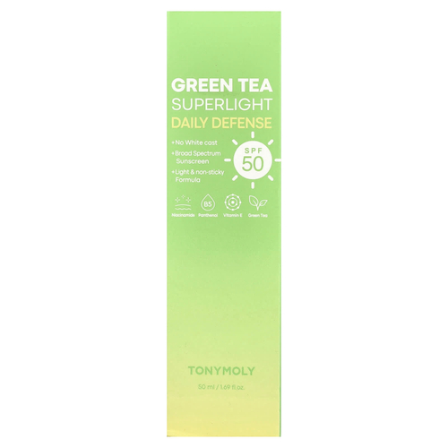 TonyMoly, суперлегкий зеленый чай для ежедневной защиты, SPF 50, 50 мл (1,69 жидк. унции)