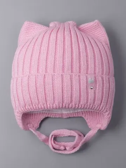 Шапка для девочки с ушками осенняя