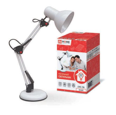 Светильник настольный СНО 15Б 60Вт E27 230В под лампу на основании бел. (кор.) IN HOME 4690612012896