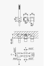 Встраиваемый смеситель для ванны и душа CEZARES PORTA-VDM2-BIO