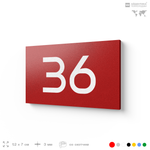 Табличка с номером 36 на дверь квартиры, для офиса, кабинета, аудитории, склада, красная 120х70 мм, Айдентика Технолоджи
