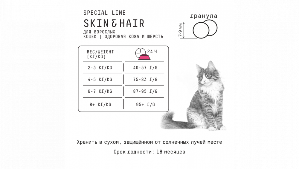 AjO Cat Skin & Hair Cухой низкозерновой корм для взрослых кошек для здоровой кожи и красивой шерсти с лососем и индейкой, 1,5 кг