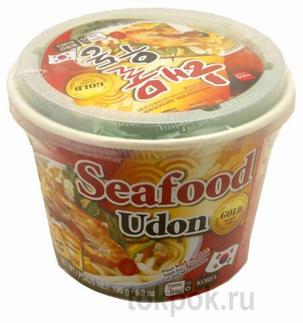 Лапша удон со вкусом морепродуктов Seafood flavor udong, 196 гр