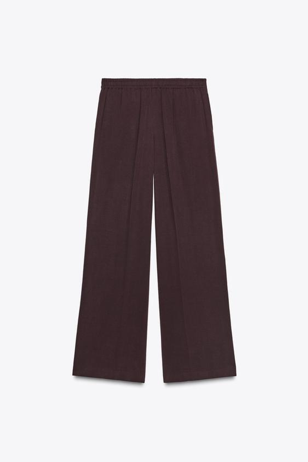 ZARA ШИРОКИЕ БРЮКИ С ДЕКОРАТИВНОЙ СТРОЧКОЙ, ГРАНАТОВЫЙ