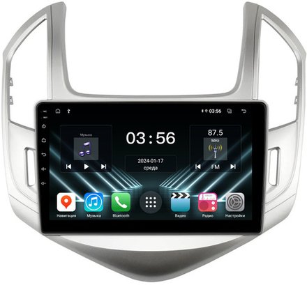 Магнитола для Chevrolet Cruze 1 2012-2015 (рамка серебро) - FarCar DX261M монитор 9" IPS на Android 13, 4+64Гб, CarPlay