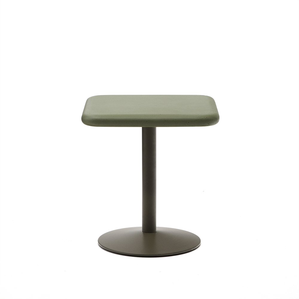 Уличный стол Esilda зеленый из цемента и стали со столешницей 70х70 см