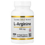 California Gold Nutrition, L-аргинин, 500 мг, 60 растительных капсул