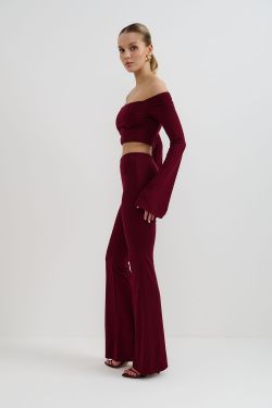 Леггинсы клеш из вискозы цвета бордо