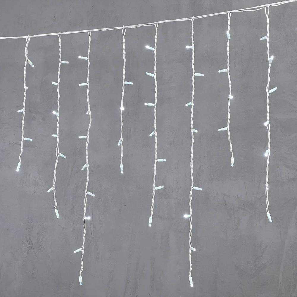 Светодиодная бахрома с колпачком 3,2*0,9 м., 168 белых LED ламп, каучуковый белый провод, LTC (LL168-8-2W)