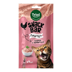 Triol, Лакомства для кошек, Паштет из курицы с креветками, 40 гр.