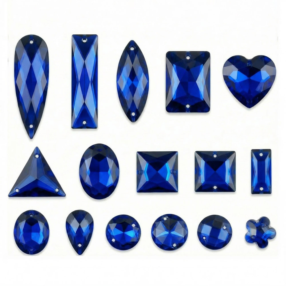 Набор пришивных стеклянных страз “Sapphire” (микс форм)