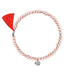 браслет из розового жемчуга с серебром