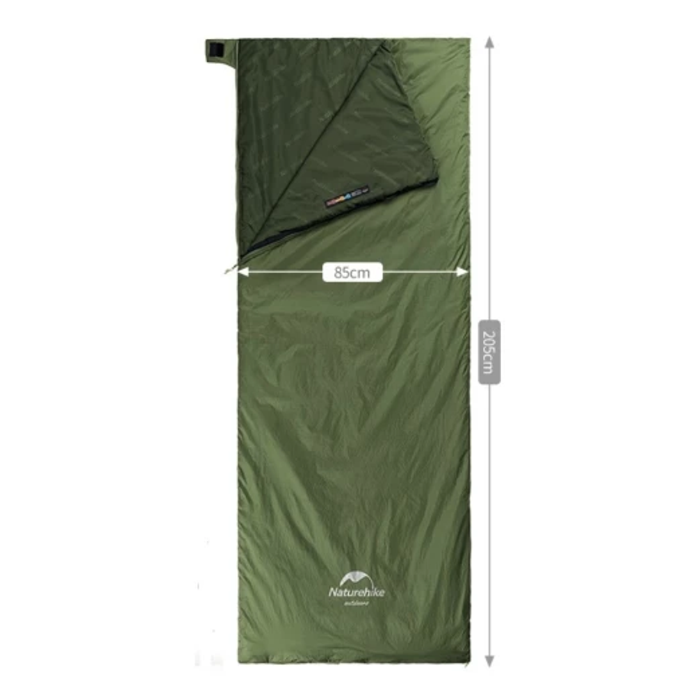 Мешок спальный Naturehike NH21MSD09 мини LW180, размер XL, молния слева, артикул NH21MSD09, цвет Зеленый