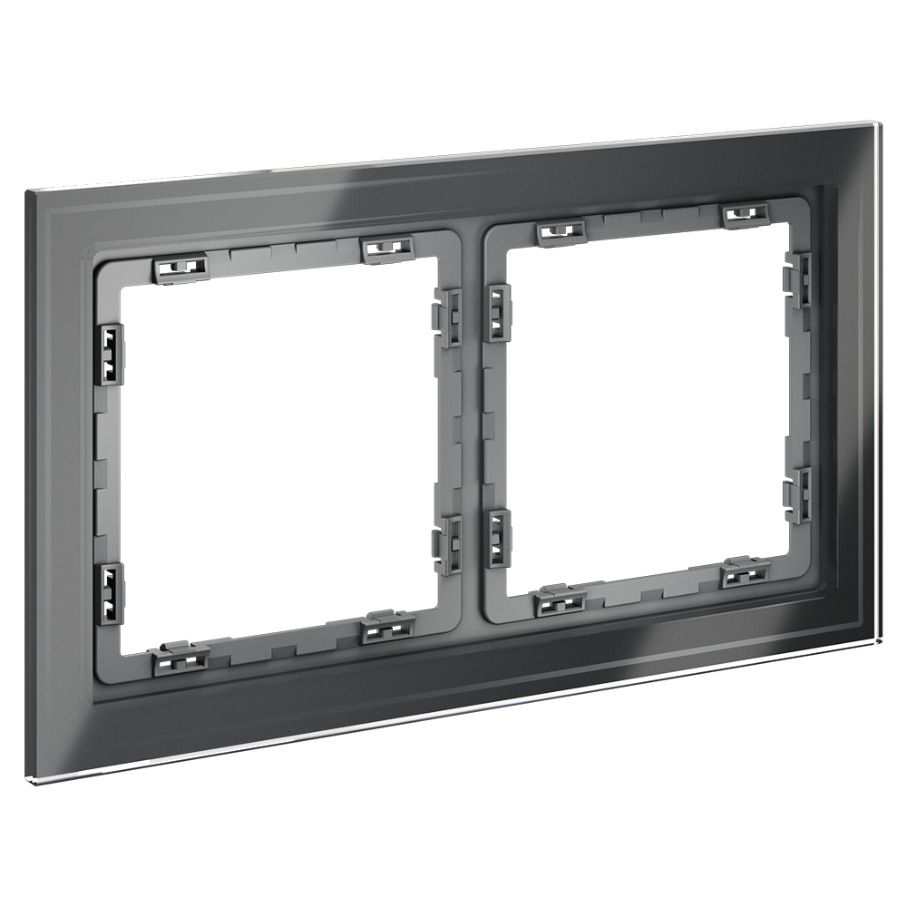 Рамка стеклянная на 2 поста, (графит, стекло) Voltum S70 VLS110207