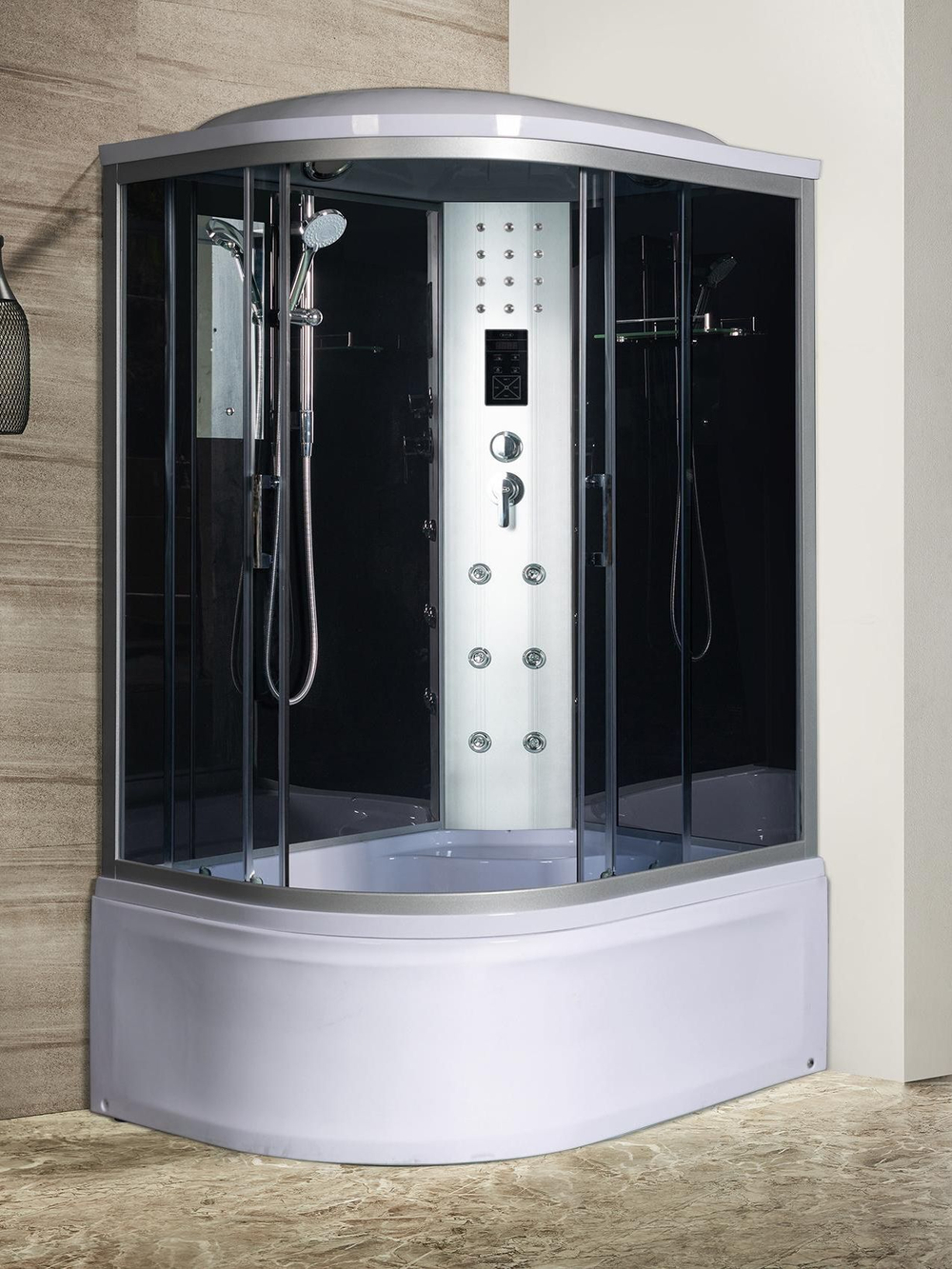 Душевая кабина RIVER  DUNAY 120/80/44  TH R 120х80 см,  тонированное стекло, поддон высокий, радио, правосторонняя