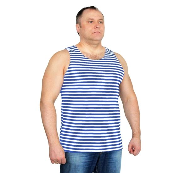 [М] Майка - тельняшка (Великан) ГОСТ (голубая полоса)