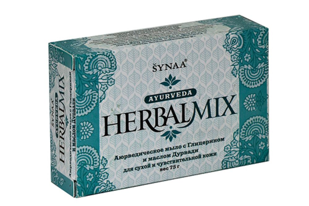 АКЦИЯ Мыло Synaa Herbal Mix Ayurveda Аюрведическое мыло с Глицерином и маслом Дурвади для сухой и чувствительной кожи, 75 г