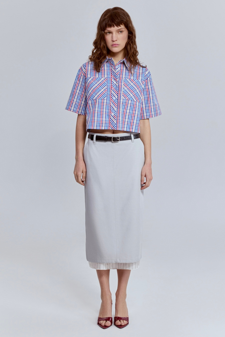 Юбка прямая с контрастной подкладкой