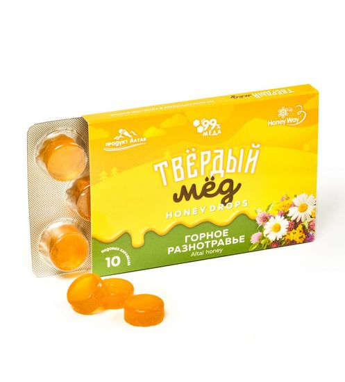Карамель медовая "ТВЕРДЫЙ МЕД" горное разнотравье