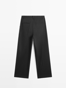 Massimo Dutti Хлопковые брюки с вытачками, черный