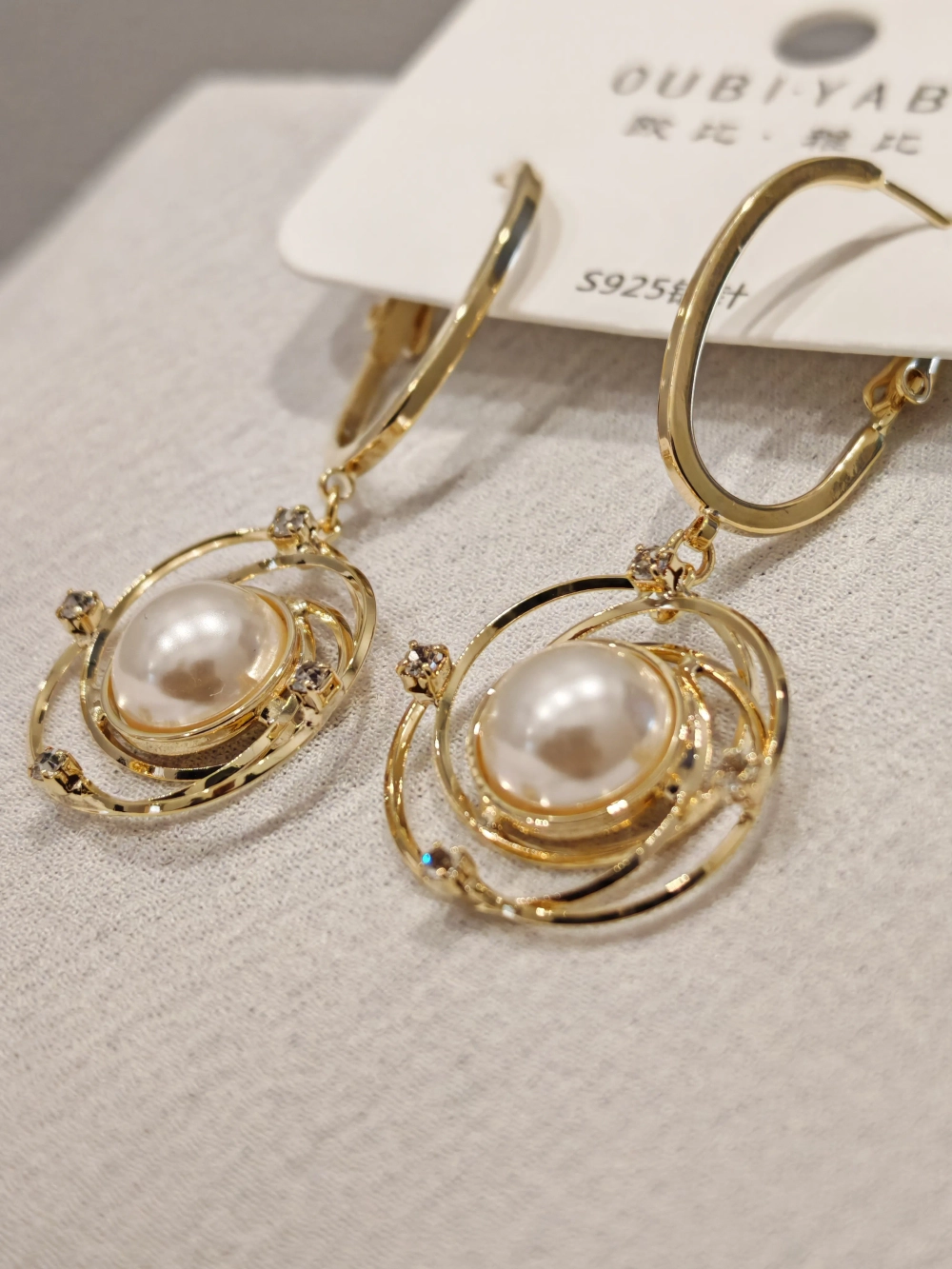 Серьги Oubi Yabi «Жемчужная орбита» Gold 14K