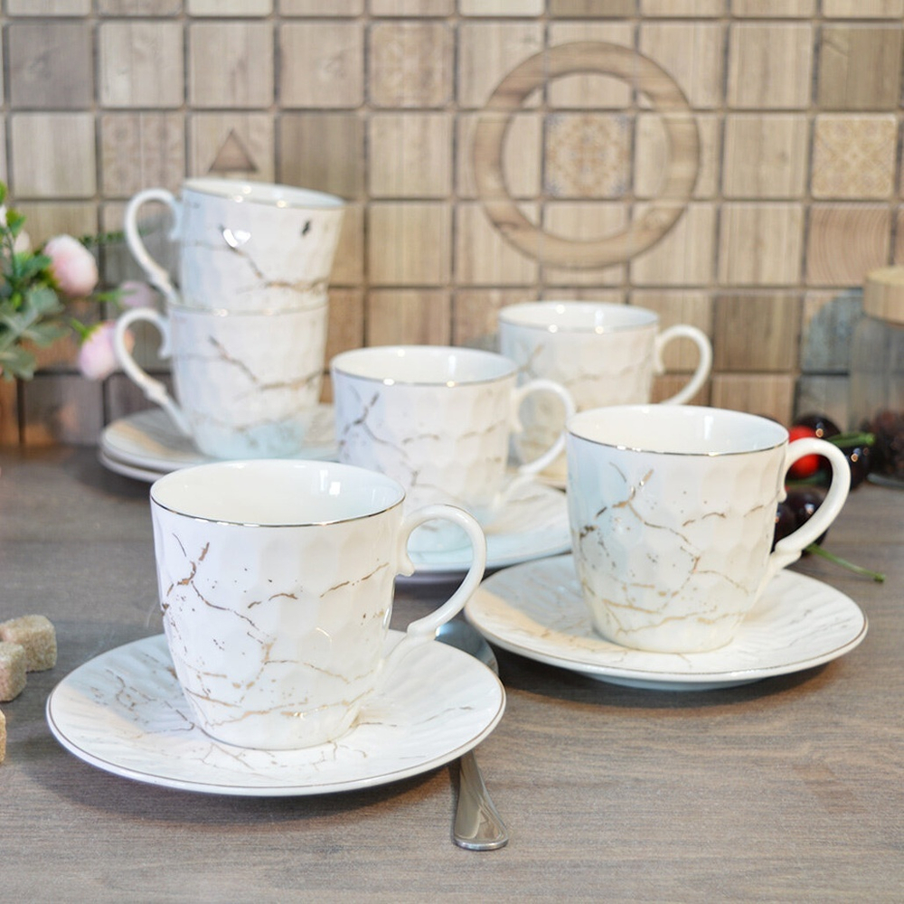 Чайный набор 12 предметов 240мл "Золотой мрамор" (00110486)