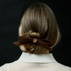 Бант "Стрекоза" коричневый с декором