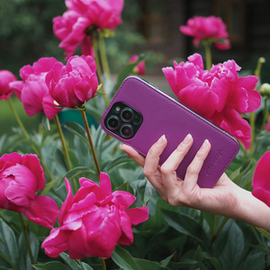 Чехол-накладка для iPhone 15 Pro Max из кожи козы, фиалкового цвета