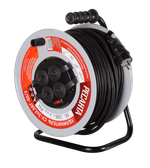 Удлинитель силовой на металлической катушке Ресанта СУ-3х2,5КГ-50/3 (с выкл., 4 розетки, IP44)