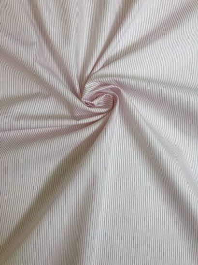 Коттон рубашечный, принт полоска розовая на белом, хлопок