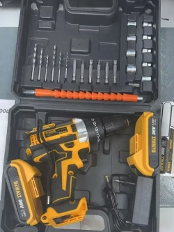 Дрель-шуруповерт аккумуляторная 36В, 2 АКБ,и 24 насадки, с кейсом + набор бит и свёрл