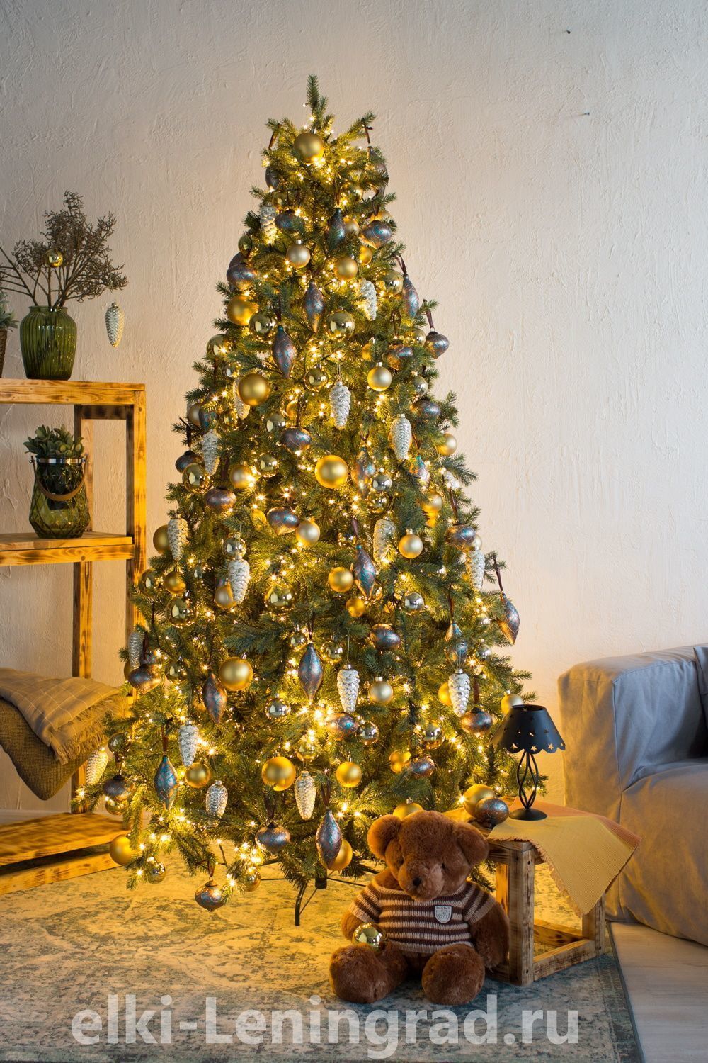 Елка с гирляндой «Грацио» (Литая+пвх) 180 см / 1,8 м