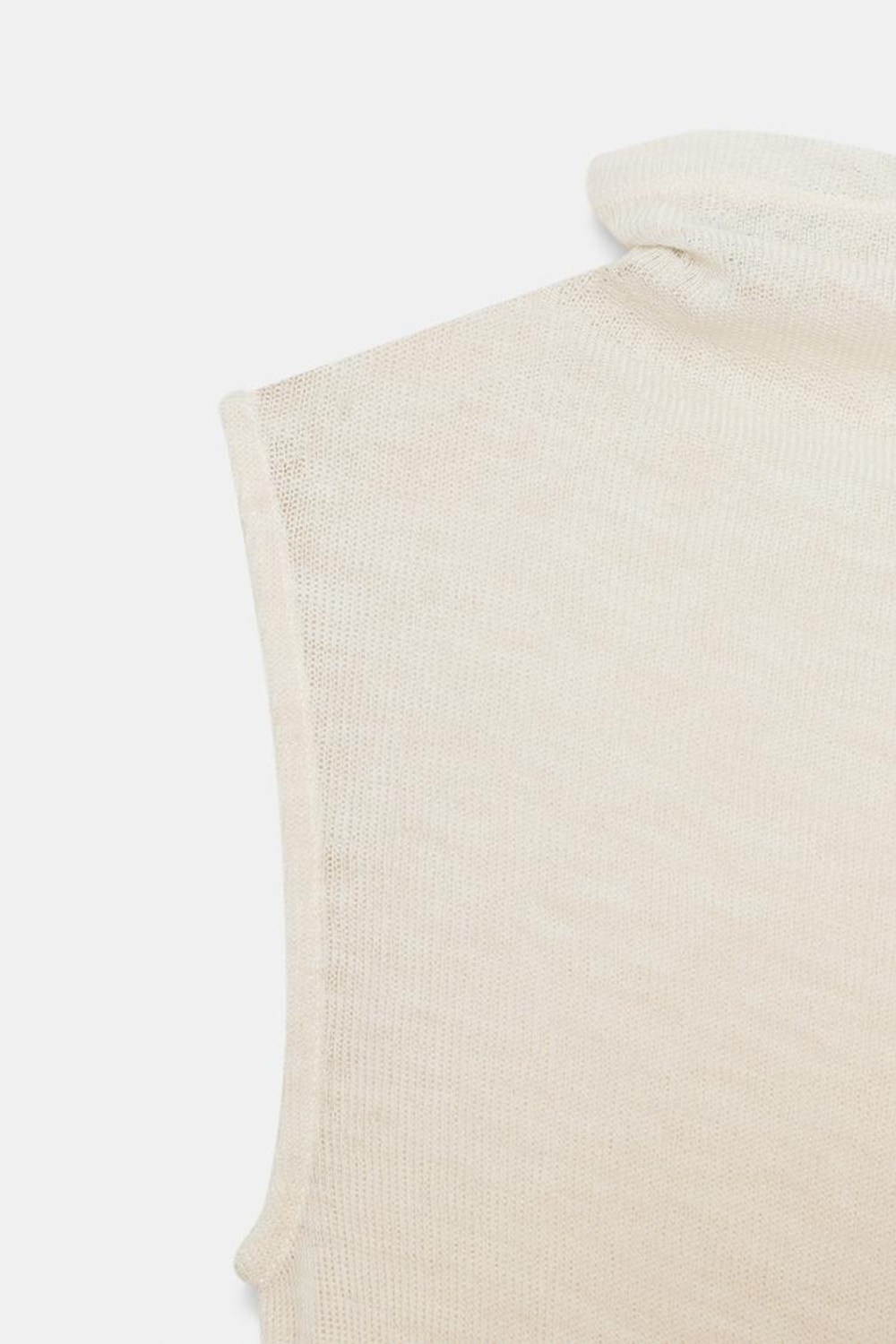 ZARA ФУТБОЛКА ИЗ ШЕРСТИ БЕЗ РУКАВОВ, СВЕТЛО-БЕЖЕВЫЙ