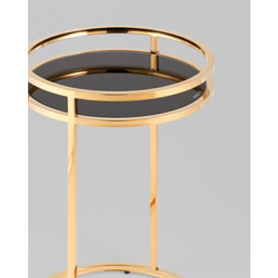 Журнальный столик Гестия 41*60см стекло черное сталь золото