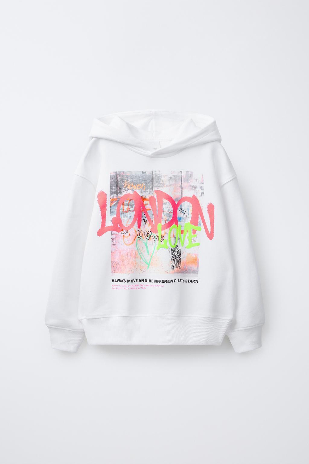 ZARA ХУДИ С ПРИНТОМ «ГРАФФИТИ», ЖЕЛТОВАТО-БЕЛЫЙ