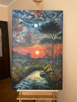 Картина маслом на холсте "Солнце и Луна" 70х110 см. Деревянный подрамник. Художник Наталия Осадчук