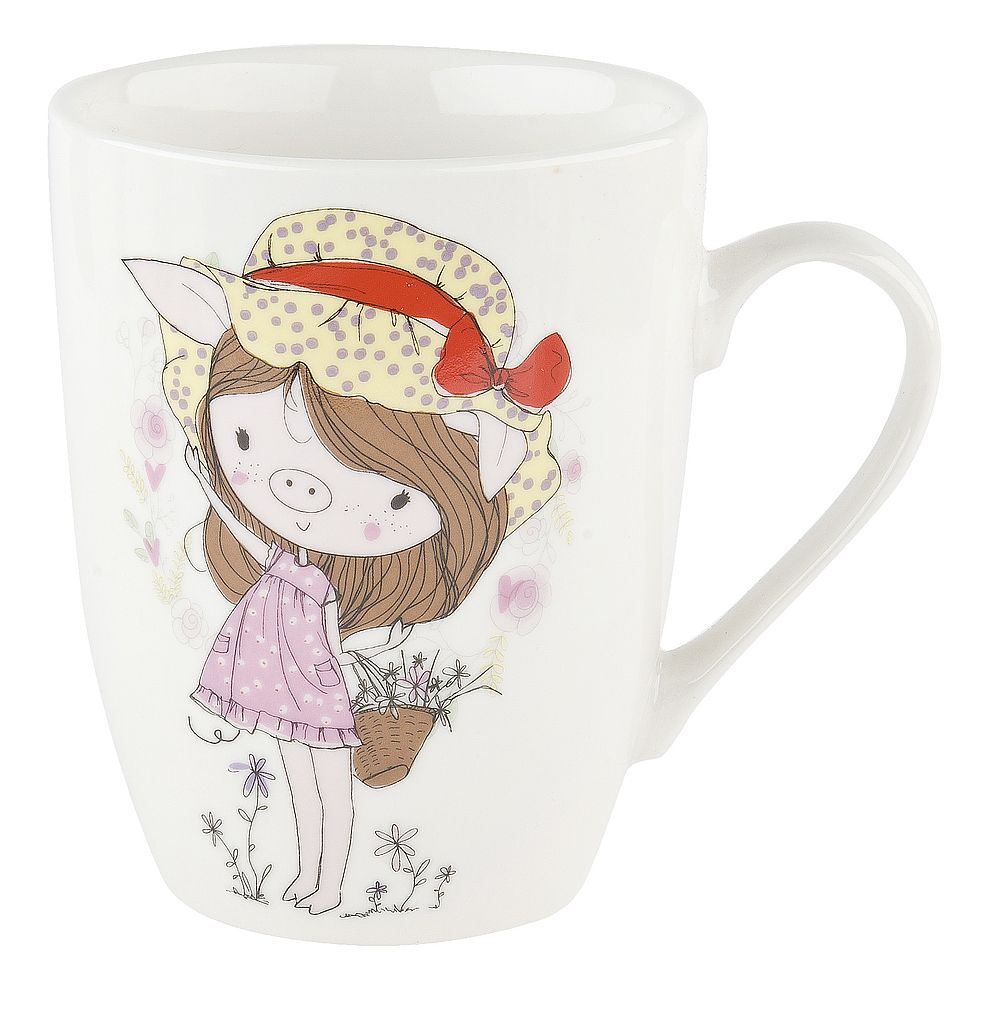 Кружка фарфоровая "Нюша" v=360мл. (6видов) (min12) (транспортная упаковка)