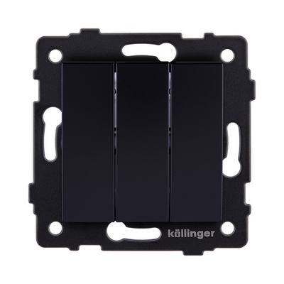 Выключатель 3-клавишный 10А/250В, изогнутый, черный Kollinger REA-R-012BK для Aspekt, Eleganz, Reflex