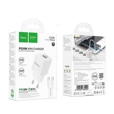 Зарядное устройство для Type-C Hoco C147A PD20W+QC3.0 (white)