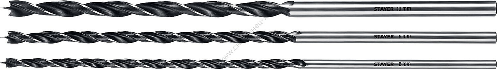 STAYER ″Maxdrill″ 3 шт., 6-8-10 х 300 мм, набор сверл спиральных по дереву