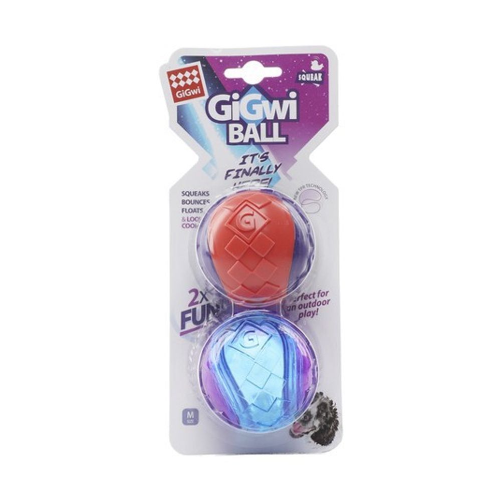 Игрушка для собак Два мяча с пищалкой 6см, серия GiGwi BALL
