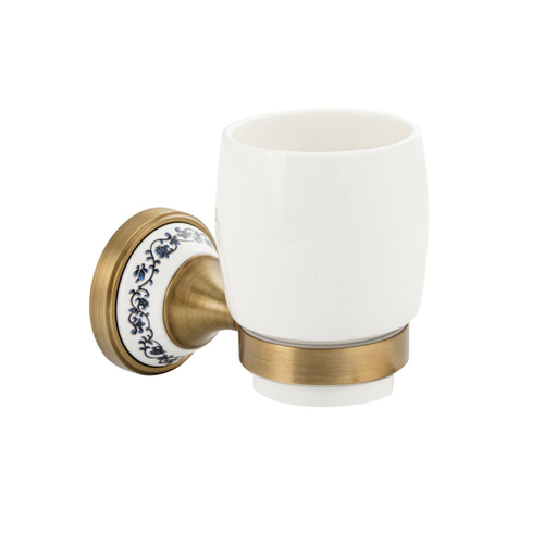 BRIMIX Cтакан керамический белый, с креплением к стене, БРОНЗА 94005