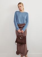 БАЗОВЫЙ ТОНКИЙ РЕМЕНЬ С МЯТОЙ ПРЯЖКОЙ ЗАМША ТЕМНЫЙ ШОКОЛАД