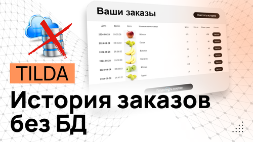 История заказов на Тильде без базы данных - Программные коды