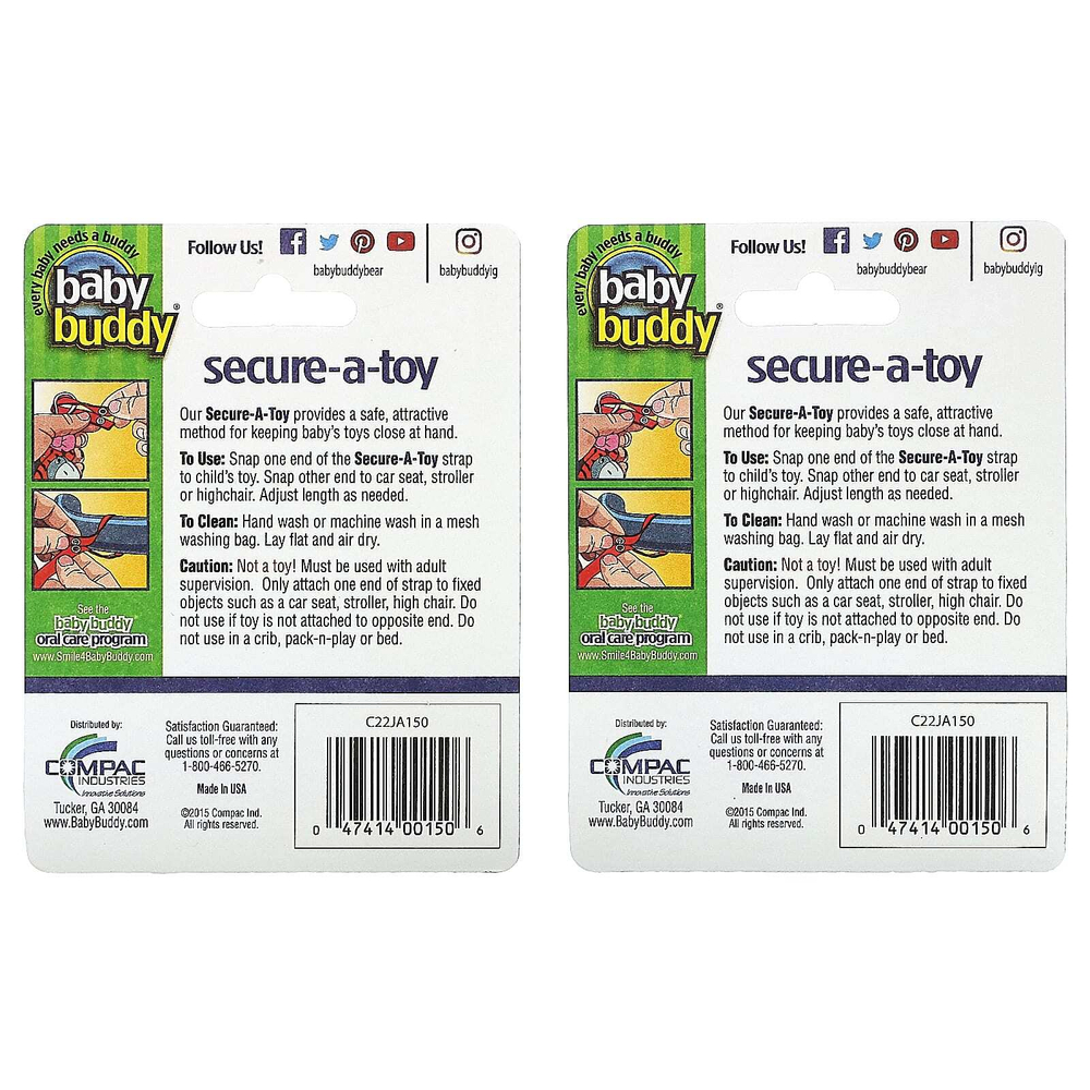 Baby Buddy, Secure-A-Toy, для детей от 4 месяцев, фиолетовый/сиреневый и розовый/серый, 4 полоски